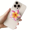 Pink plumeria flower acrylic Magsafe phone grip holder for iPhone magnetic accessory - Magnetic Airbag Stand / Soft Pink and Yellow Gradient