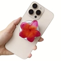 Detalle de soporte para móvil con diseño de flor 3D degradada en un smartphone dorado - Soporte de Airbag Magnético / Degradado Rosa Rojo y Naranja