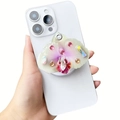 Magnetic orchid phone grip with sparkling rhinestones and gradient purple green petals - Light Green & Pink Purple Orchid (Rhinestone Orchid - 8)