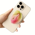 Detail of red anthurium acrylic magnetic phone grip holder on a gold iPhone - Red Green Gradient Transparent (15)