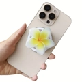 Frangipani acrylic MagSafe phone holder for iPhone with a yellow and white flower design - Magnetic Airbag Stand / Bright White and Yellow Gradient