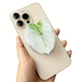 Acrylic leaf magnetic phone grip with green gradient for iPhone back support - White Green Gradient Calla Leaf (13)
