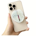 White anthurium flower phone grip with realistic petal texture and acrylic suction design - White Anthurium Red Brown Details (11)