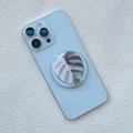 Dettaglio del supporto magnetico per telefono con motivo a foglia di Monstera variegata - Stile Monstera Variegata Bianco Verde (4)