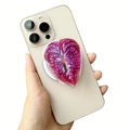 Magnetische Handyhalterung mit rotem Anthurienblatt-Design auf champagnergoldenem Handy - Rotviolettes Anthurium-Blatt (2)