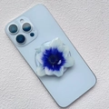Macro detail of orchid shape magnetic phone stand with blue gradient resin texture - Blue Gradient 3D Flower Style (26)