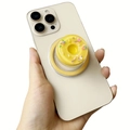 Detail van gele donut telefoonhouder met gekleurde hagelslag op een smartphone - Magnetische Standaard / Geel