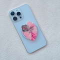 Detail of leaf pattern acrylic phone grip showing pink and green foliage texture - Pink and Green Variegated Variant Style (16)
