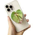 Magnetic acrylic green leaf phone stand with realistic vein textures for smartphones - Green Anthurium Leaf Red Details (4)