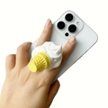 Supporto per telefono 3D a cono gelato in resina gialla e bianca per una presa sicura - Supporto Magnetico (Gelato 3D)