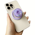 Detailweergave van een paarse donut telefoonhouder met gekleurde hagelslag - Magnetische Standaard / Violet