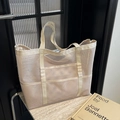 Grande borsa tote in rete color crema in poliestere traspirante con manici rinforzati - Bianco Sporco