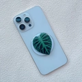 Supporto per cellulare a foglia di Alocasia con texture realistica di venature verdi - Stile Venature di Alocasia Verde Scuro (2)