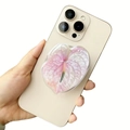 Pink heart-shaped anthurium acrylic magnetic phone socket holder for smartphones - Pink Anthurium Glossy Outline (7)