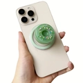 Creatieve 3D groene donut telefoonhouder op een smartphone voor een stevige grip - Magnetische Standaard / Geelgroen