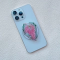 Macro detail of leaf-shaped magnetic phone grip with pink and green botanical textures - Pink Green Vein Gradient Leaf Style (11)