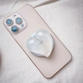 Support de téléphone en résine en forme de cœur blanc nacré sur smartphone - Support Magnétique / Blanc Nacré