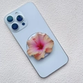 Detailed macro view of 3D pink-orange gradient floral phone socket on blue smartphone - Pink Orange Gradient Hibiscus Style (K2)