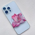 3D pink orchid acrylic magnetic phone grip on light blue smartphone with soft texture - Pink White Gradient Simulation Orchid Style (23)