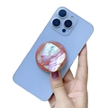 Pink and purple shell pattern square magnetic phone grip with golden frame on blue iPhone - Square Red Scallop