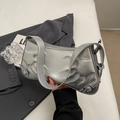 Sac baguette argenté avec texture flamme et bandoulière réglable pour femme - Argenté