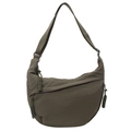 Tactical olive green nylon half-moon crossbody bag with paracord zipper detail - One Size / Green