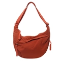Rust red crescent crossbody bag in canvas with adjustable strap and woven zipper pulls - One Size / Orange Red