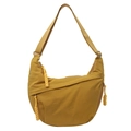 Mustard yellow nylon half-moon crossbody bag with adjustable wide strap and woven zippers - One Size / Yellow