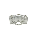 Zukunftsweisende silberne Metallic-Tasche mit großem Perlengriff und Spiegeleffekt - Unregelmäßiger Wellenstil (Stil 1) / Silber