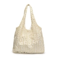 Minimalistische witte shopper van bloemenkant met verfijnde halftransparante patronen - Beige