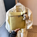 Zaino e borsa a mano in pelle martellata gialla con ciondolo a cane di peluche - Con Ciondolo / Giallo