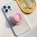 Dettaglio del supporto per telefono a fragola 3D con texture sfumata sul retro dello smartphone - Supporto Magnetico / Fragola Primo Amore