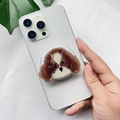 Detail of cute acrylic Cavalier King Charles Spaniel phone grip on white smartphone - Long-haired Dog (Cavalier King Charles)