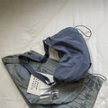 Blue nylon drawstring crossbody bag with adjustable strap for summer casual travel use - Blue