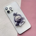 Dettaglio del supporto per telefono con design a cucciolo bianco su smartphone bianco - Cane in Sacco Nero