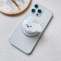 Close-up of minimalist white acrylic cloud phone socket on light green mobile device - Magnetic Stand / White Puppy