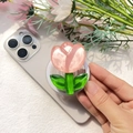 Vista macro del supporto Magsafe a tulipano rosa traslucido con finitura in cristallo - Supporto Magnetico / Tulipano Rosa