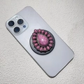 Bohemian pink marble teardrop phone grip on smartphone with silver metal setting detail - Pink Marble Pattern Style (松石-4)