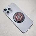 Detail of bohemian phone socket with pink gems and turquoise on a silver smartphone - Double Circle Pink Gem Style (松石-15)