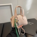 Sac bowling rose pastel avec pendentif ours en strass et bandoulière amovible - Avec Pendentif / Rose