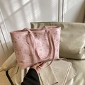 Rosa Tragetasche mit niedlichen Comic-Tier-Mustern und zwei Henkeln für den Alltag - Rosa