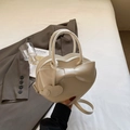 Elegante borsa a mano a forma di cuore bianco crema con grande fiocco e tracolla lunga - Bianco Sporco