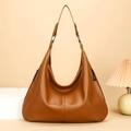 Grand sac hobo marron en similicuir grainé avec poches latérales zippées élégantes - Marron