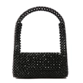 Handgefertigte schwarze Perlenhandtasche im Retro-Design mit glänzenden Facetten - Schwarz