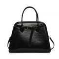 Borsa bowling classica nera lucida con doppi manici e tracolla regolabile rimovibile - Nero