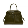 Borsa a mano bowling verde oliva capiente con fibbia decorativa e finitura in pelle - Verde