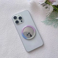 Detail of macaron gradient phone mirror socket with round reflective surface on phone - Gradient 1 Pink Purple