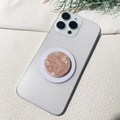 Roze marmeren acetaat telefoonhouder op witte iPhone met esthetische achtergrond - Roze Marmerpatroon (Acetaat-2)