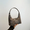 Borsa hobo leopardata con doppia cerniera e manico curvo dallo stile elegante - Giallo