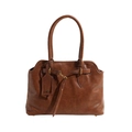 Borsa tote retrò capiente in ecopelle marrone scuro con dettagli in metallo vintage - Piccolo / Marrone